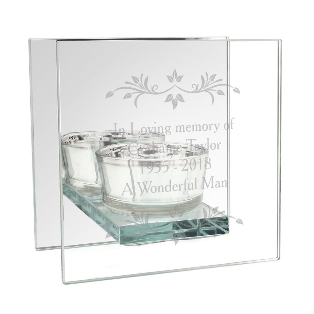 Personalised Sentiments Mirrored Glass Tea Light Candle Holder £13.49